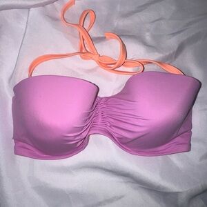 Victoria’s Secret Purple & Coral Bandeau Bikini Top with braided back straps